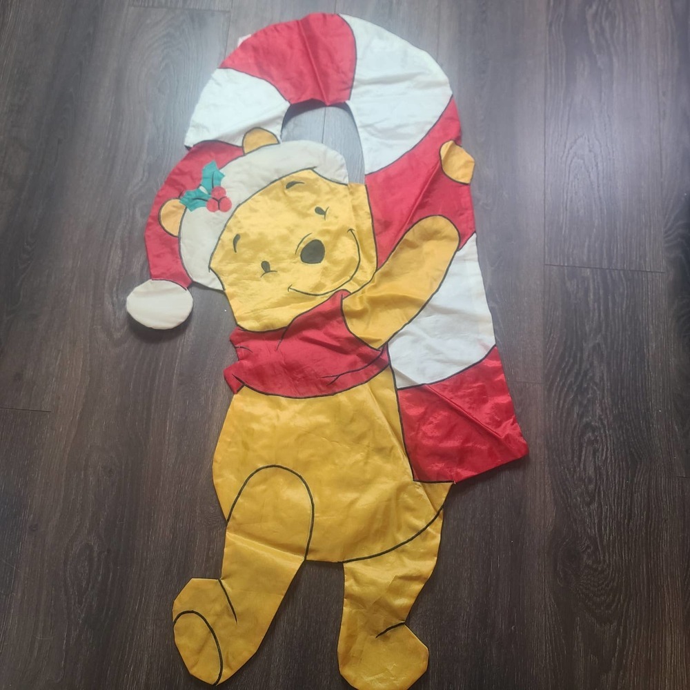 DISNEY WINNIE POOH CHRISTMAS Candy Cane LARGE FLAG Double Sided